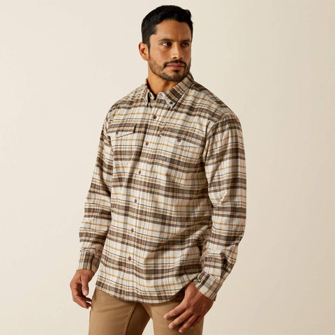 Beige Men's Rebar Flannel DuraStretch Work Shirt 100625