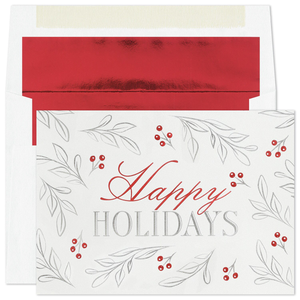 Silver & Red 15 Boxed Christmas Cards 957800