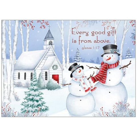 Snowmen and Church Boxed Christmas Cards 107576