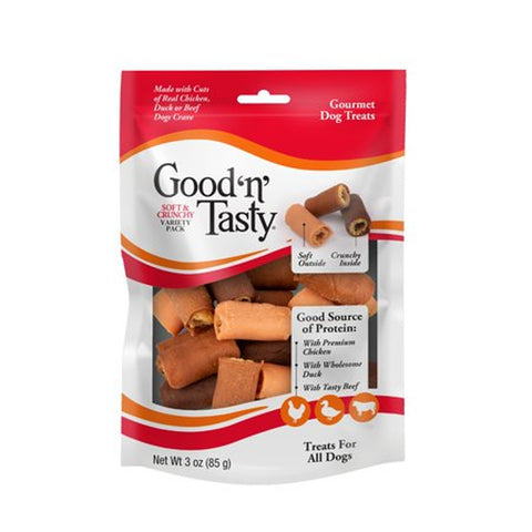 Soft and Crunchy Dog Treat Rolls with Real Chicken Duck & Beef 3 oz