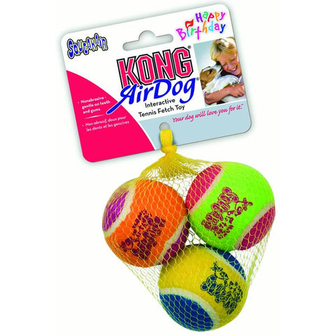 SqueakAir Birthday Tennis Ball Dog Toys Medium 3 Count