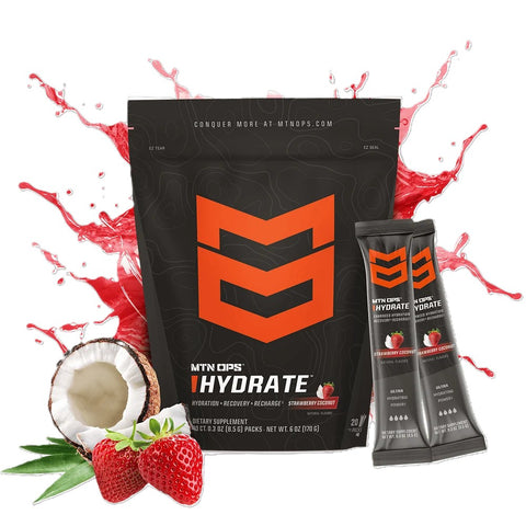 MTN OPS Hydrate energy drink mix in strawberry coconut