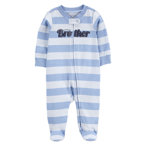 Little Brother Stripe Baby Boys' Fleece Footie Pajamas