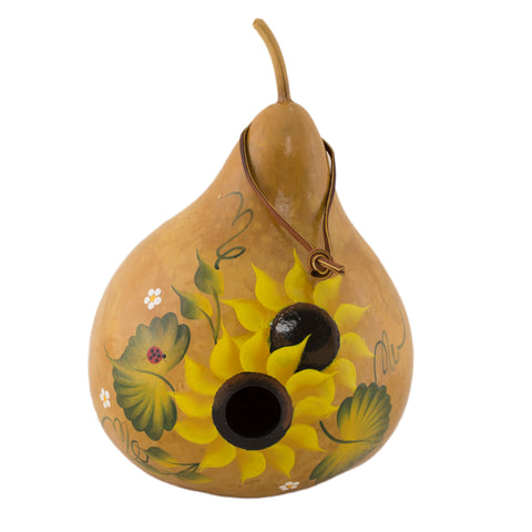 Sunflower gourd birdhouse.