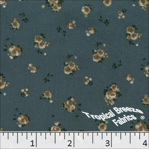 Double Brushed Knit Floral Fabric 32925 teal