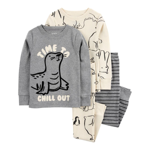 Toddler Boys' 4-Piece Seal Cotton Blend Pajamas 2R932110