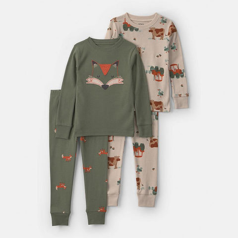 Toddler Boys 4-Piece Pajama Top & Pajama Bottoms Set 2W130610