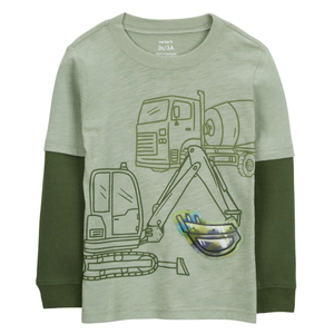 Toddler Boys' Construction Foil Long-Sleeve Tee 2S037810