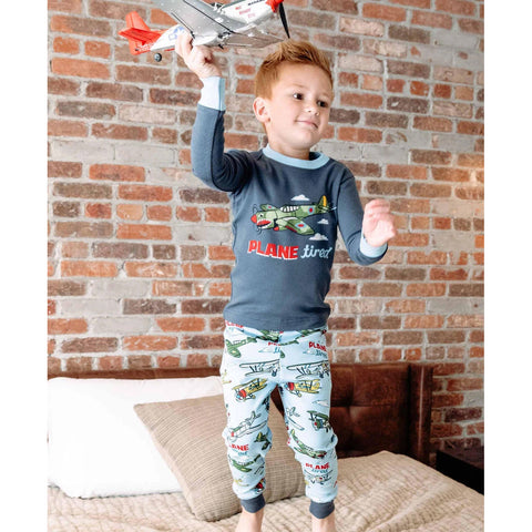 Toddler Boys' Plane Tired Long-Sleeve Pajama Set KID645