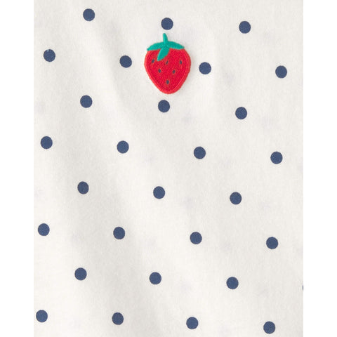 Toddler Girl Strawberry Polka Dot Top - White