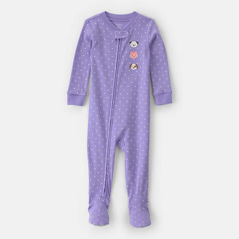 Toddler Girl's Animals Thermal Snug Fit Footed Pajama 2W136710