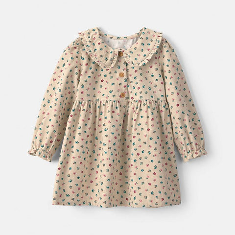Toddler Girl's Floral Collared Long-Sleeve Dress 2V908610