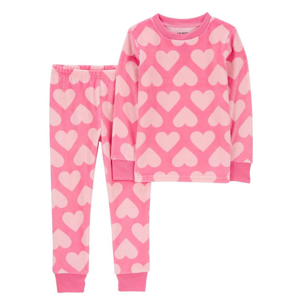 Toddler 2-Piece Fuzzy Velboa Heart Pajamas 2R859610 