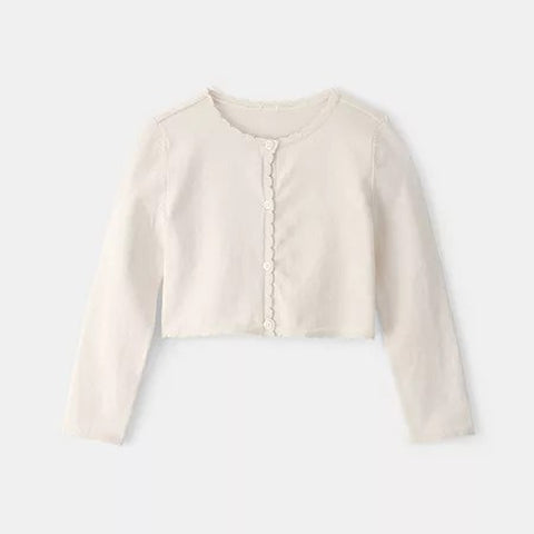 Toddler Girls' Scalloped Round Neck Cardigan Sweater 2U546010