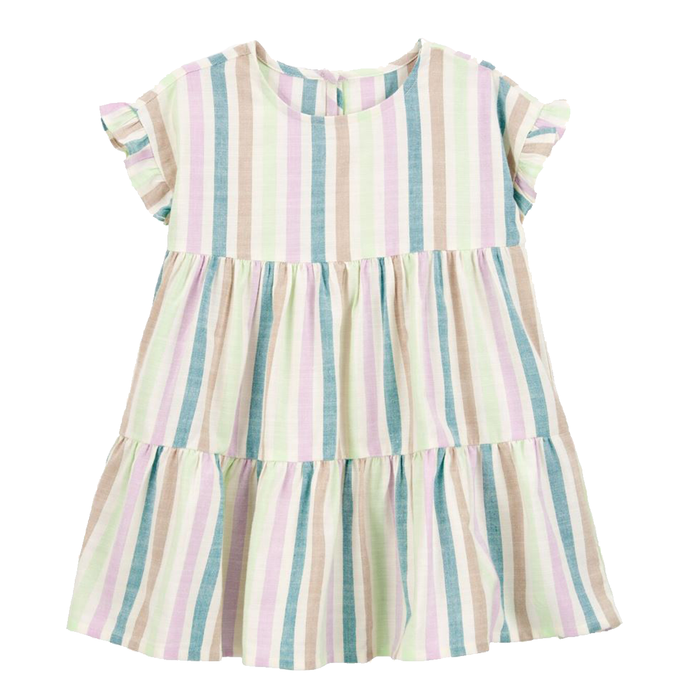 Toddler Girls' Striped Tiered Linen Dress 2S783010