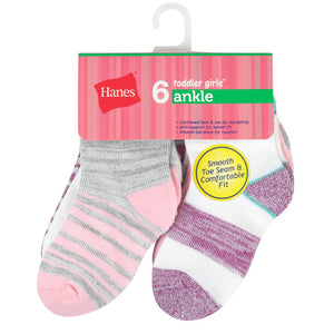Hanes Toddler Girls Ankle Socks 6-pk in package