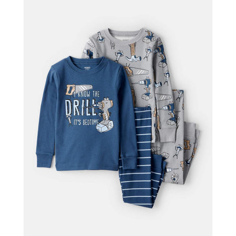 Toddler Boys' a100% Cotton Snug Fit 4-Piece Pajamas