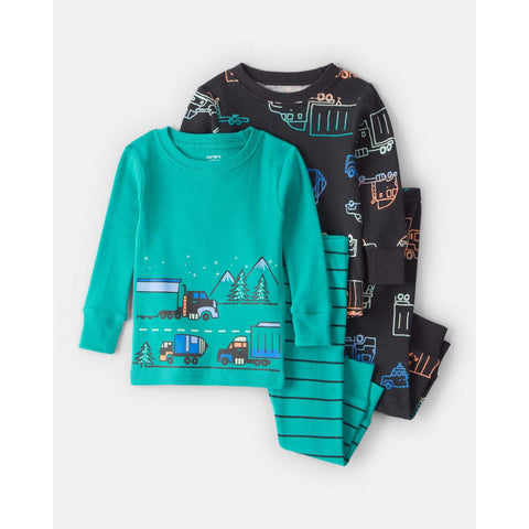 Toddler Boys' a100% Cotton Snug Fit 4-Piece Pajamas