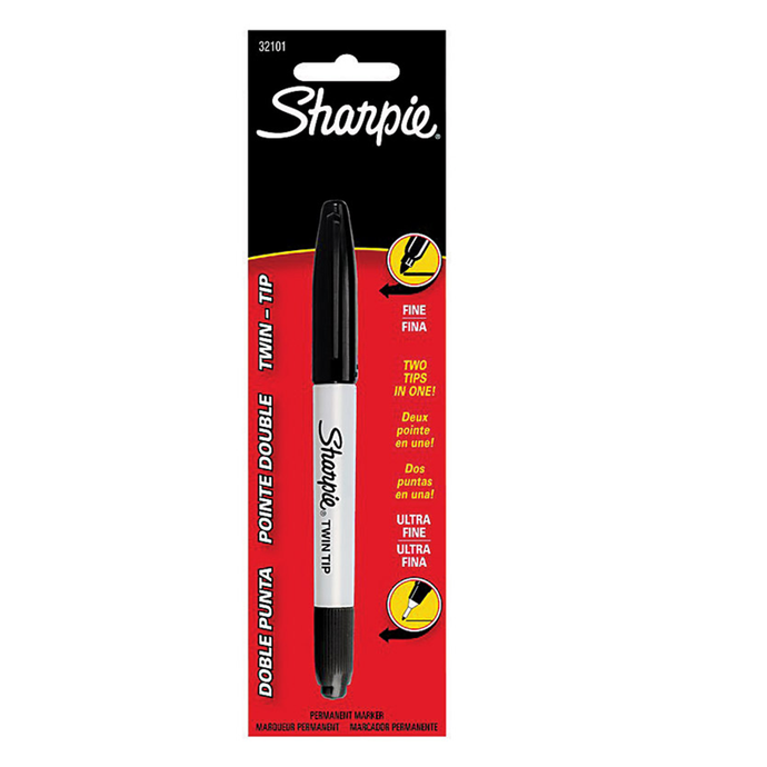 Twin Tip Black Ultra Fine Tip Permanent Marker 32101PP