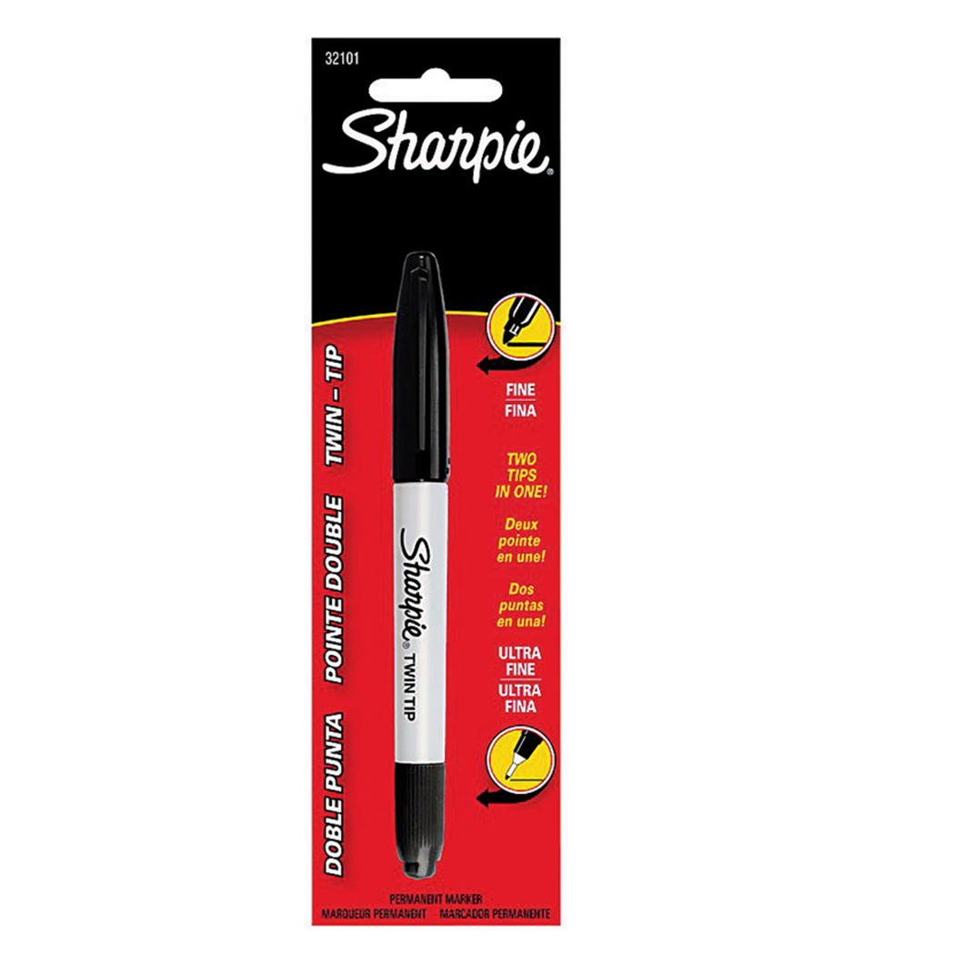 Twin Tip Black Ultra Fine Tip Permanent Marker 32101PP