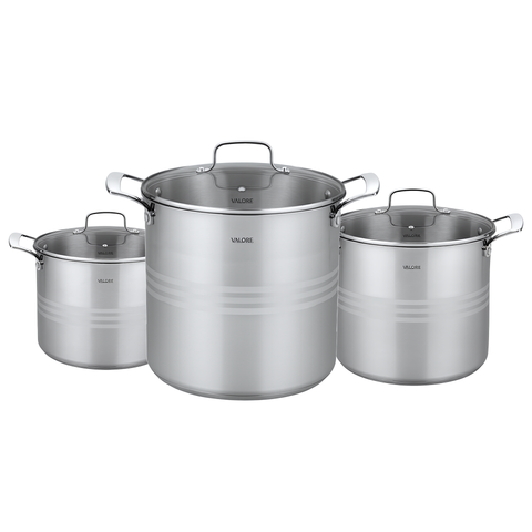 Set of 3 Valore 5-Ply Stainless Steel stock pots
