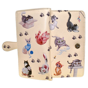 Playful Cats Wallet in Beige