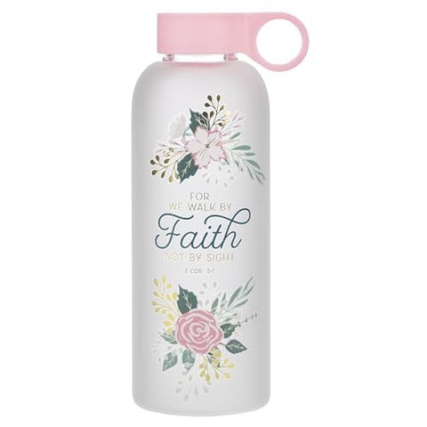 Walk by Faith Peach Floral Water Bottle WBT246