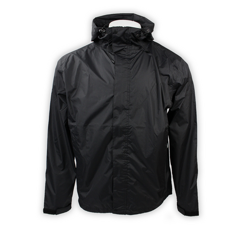 Pulse Pod men's black packable rain jacket
