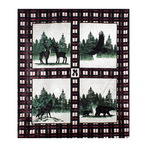 Wildlife Panel 79" x 95" Plush Queen-sized Blanket 4631