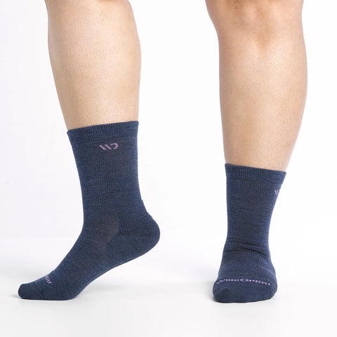 denim blue, Women's Solid Basic Cushioned Crew Socks 9504