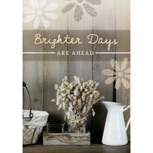 Front of Card 2: Brighter Days Are Ahead, tan floral arrangement