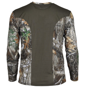 Gamehide men's Rapid-Wick Hunt long-sleeve Tee with Realtree Edge camo back view