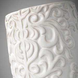 White Floral Printed Vase CM2837 closeup