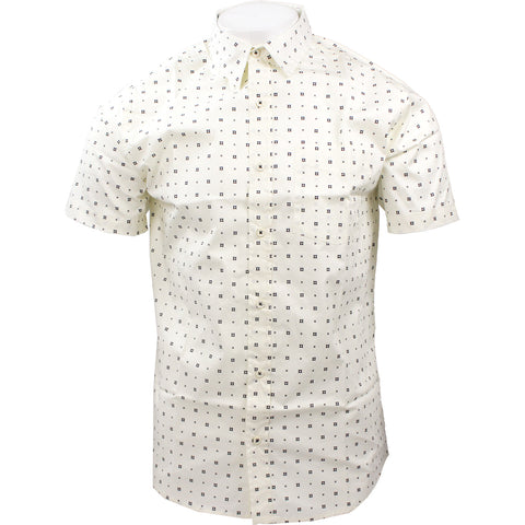 Trendy Life men's small print short sleeve dress shirt in white