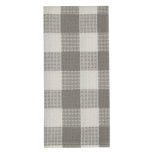 Wicklow Check Waffle Dish Towels gray