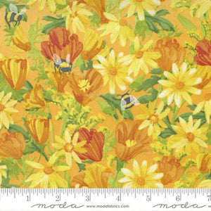 Wild Blossoms Collection Daisies and Poppies Cotton Fabric 48731 honeycomb