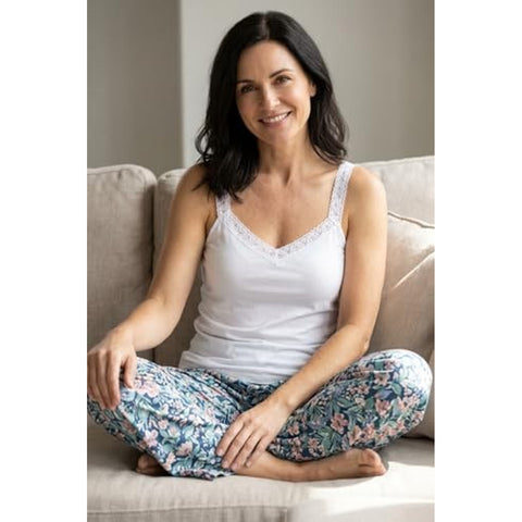 Women's 100% Cotton Camisole with Lace Trim 262