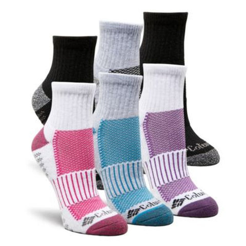 Women's 6 Pack Athletic Quarter Crew Socks with Arch Support RCS628W