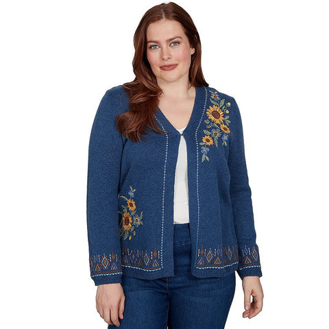 Women's Embroidered Open Cardigan Sweater 50162