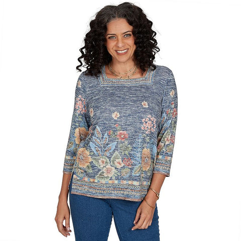 Women's Floral Border Brushed Knit Top 50155
