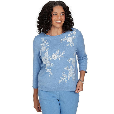 Women's Lacey Floral Embroidered Sweater 48161