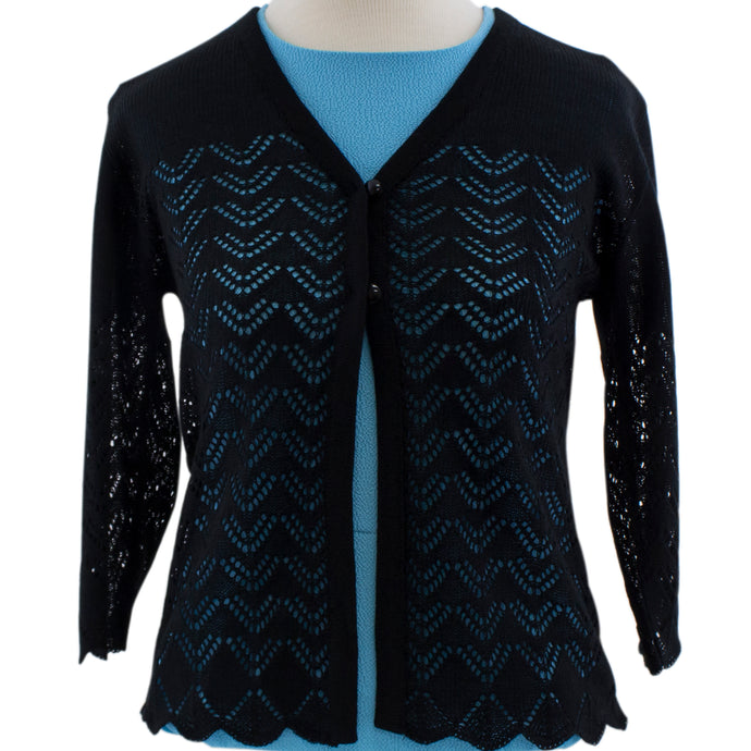 Women's black lacy sweater.