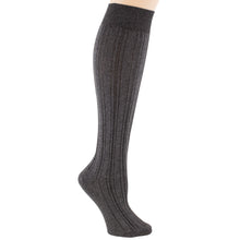 Charcoal knee-high socks.