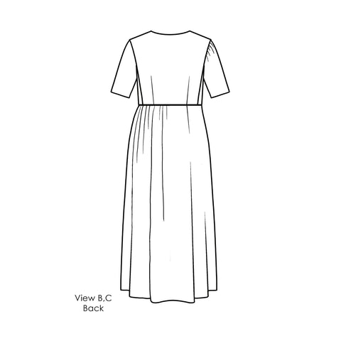 view b and c back, Women's Knit Cape Dress Pattern