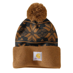 Carhartt Brown Women's Knit Pom Jacquard Beanie 106647