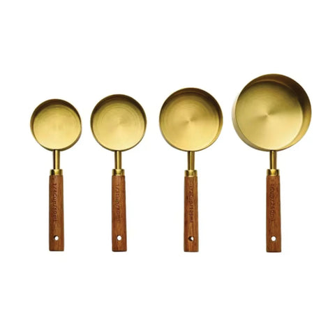 Wooden Handle Gold Measuring Sets 
Cups