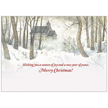 Woodland Church 20 Boxed Christmas Cards HBX97999 Inside