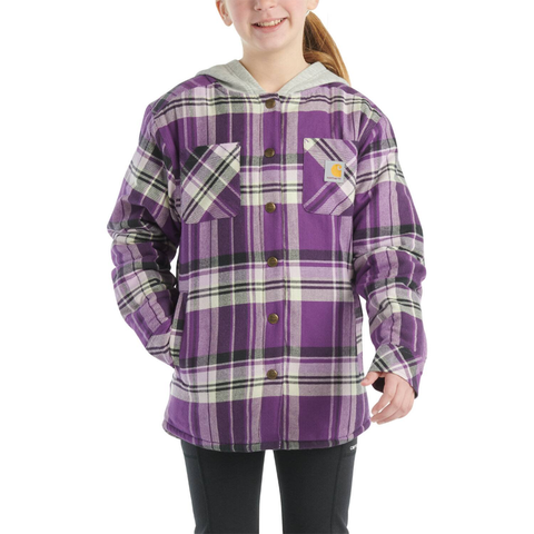 Woodrose Girls' Long-Sleeve Flannel Snap Front Hooded shirt Jacket CP9580