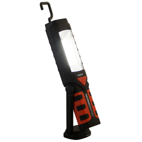 WorkBrite NEBO Flashlight with light on. 