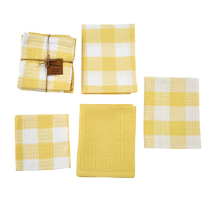 Wicklow Check Dishtowel & Dish Cloth Set yellow